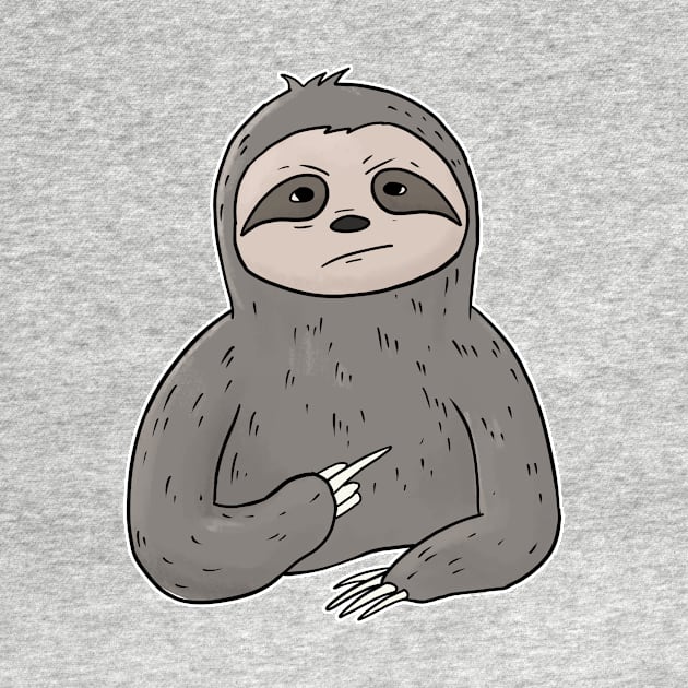 Grumpy Sloth Holding Middle Finger by Mesyo
